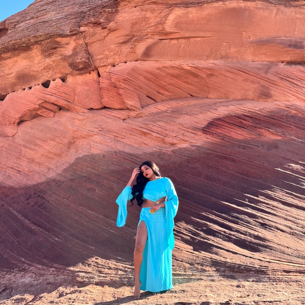 Meshki Backless Dress in Vibrant Blue